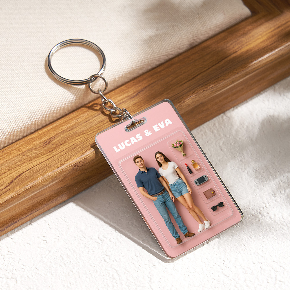 Custom Acrylic Keychains Personalized Couple Keyrings Sweet Anniversary Gift for Mr & Mrs' Matching Set - 