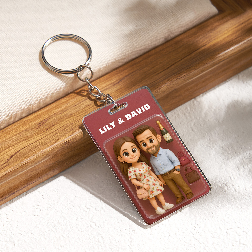 Custom Acrylic Keychains Personalized Couple Keyrings Sweet Anniversary Gift for Mr & Mrs' Matching Set - 