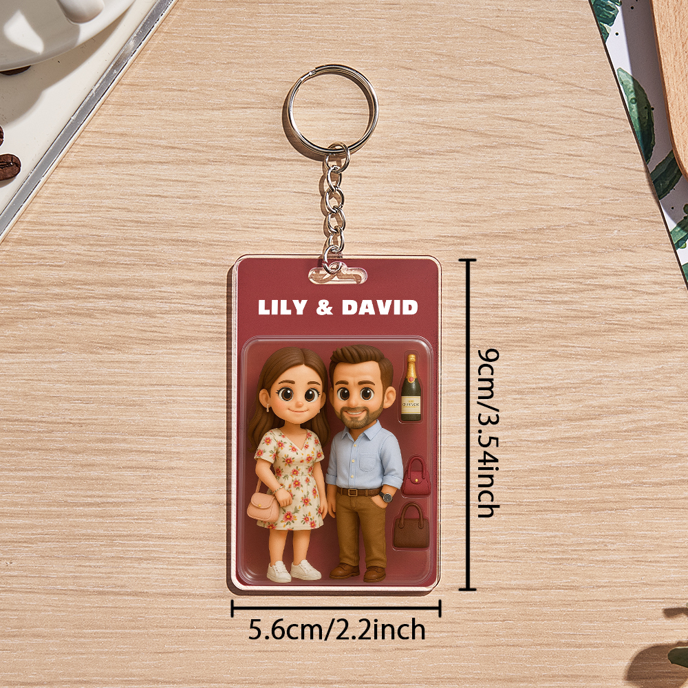 Custom Acrylic Keychains Personalized Couple Keyrings Sweet Anniversary Gift for Mr & Mrs' Matching Set - 