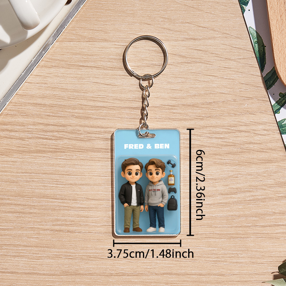 Custom Acrylic Keychains Personalized Couple Keyrings Sweet Anniversary Gift for Mr & Mrs' Matching Set - 