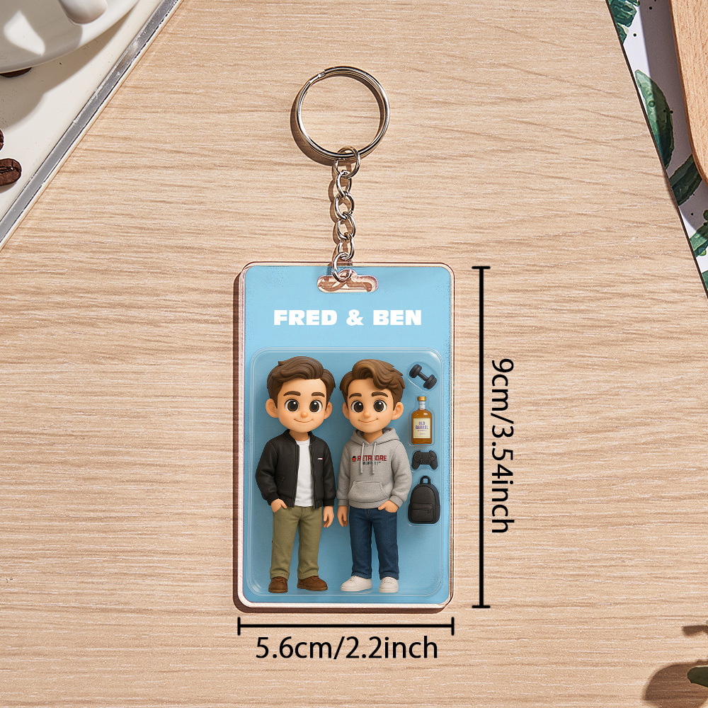 Custom Acrylic Keychains Personalized Couple Keyrings Sweet Anniversary Gift for Mr & Mrs' Matching Set - 