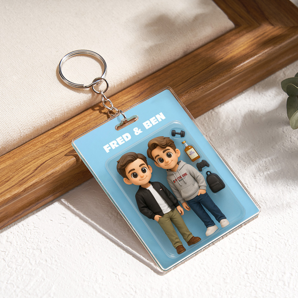 Custom Acrylic Keychains Personalized Couple Keyrings Sweet Anniversary Gift for Mr & Mrs' Matching Set - 