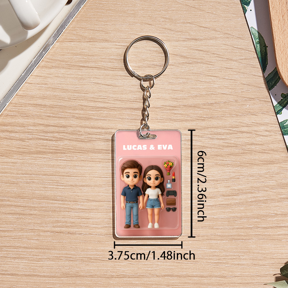 Custom Acrylic Keychains Personalized Couple Keyrings Sweet Anniversary Gift for Mr & Mrs' Matching Set - 