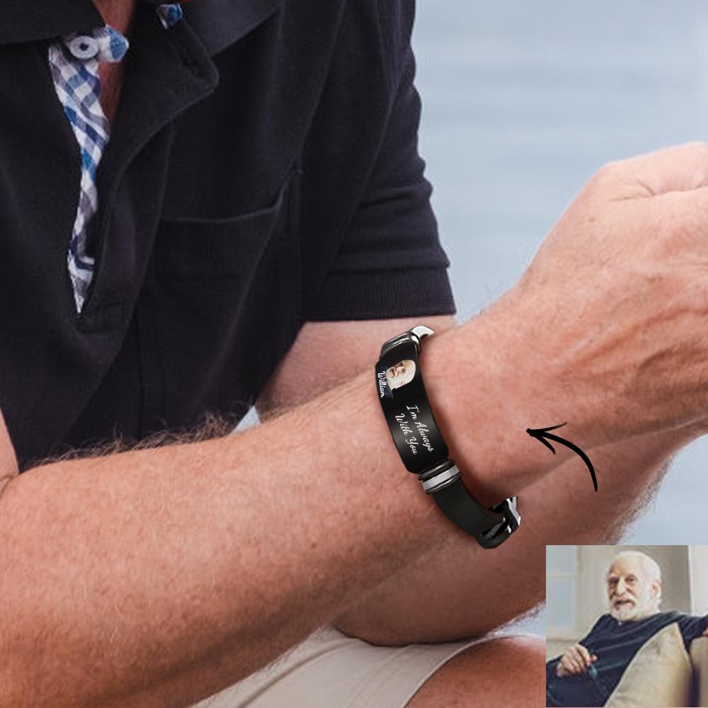 Men's Bracelet Custom Photo Memorial Bracelet Engraved Commemorate Photo Memory Gifts - Myphotowallet