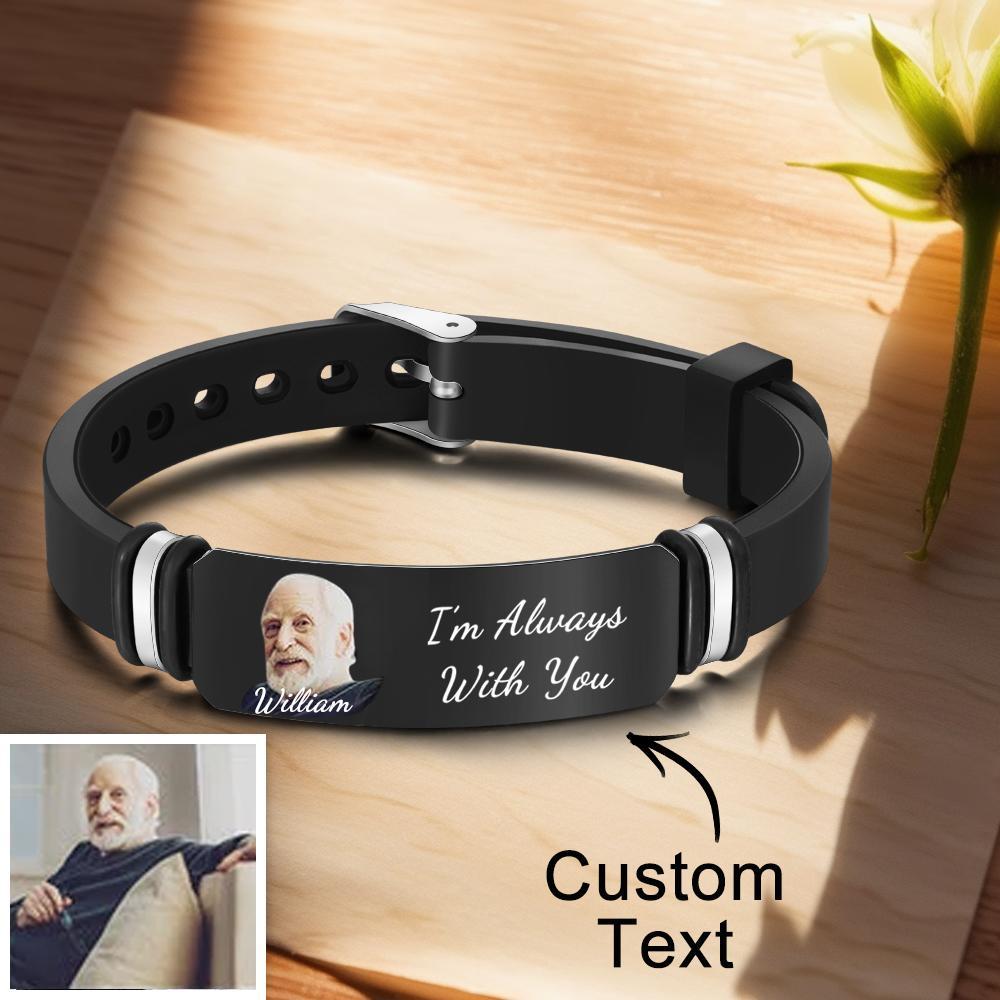Men's Bracelet Custom Photo Memorial Bracelet Engraved Commemorate Photo Memory Gifts - Myphotowallet