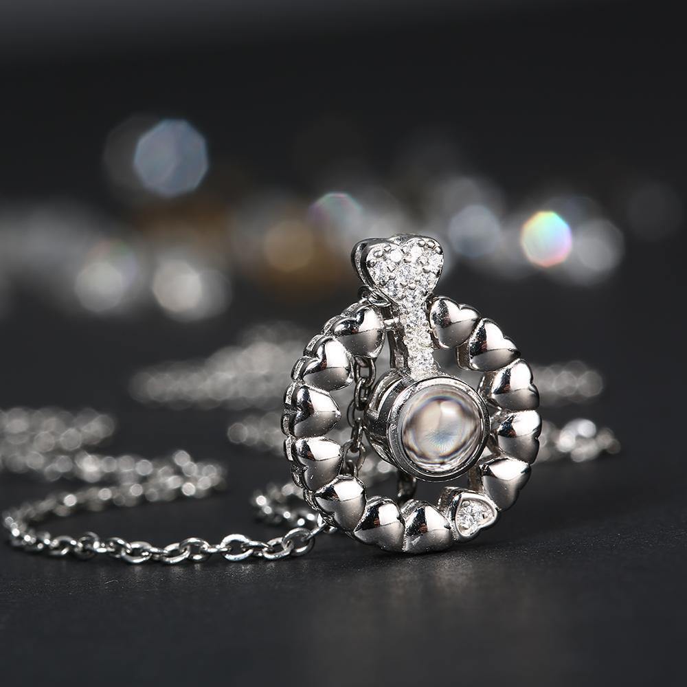 Personalized Projection Round Photo Necklace - Silver - YourPhotoNecklace