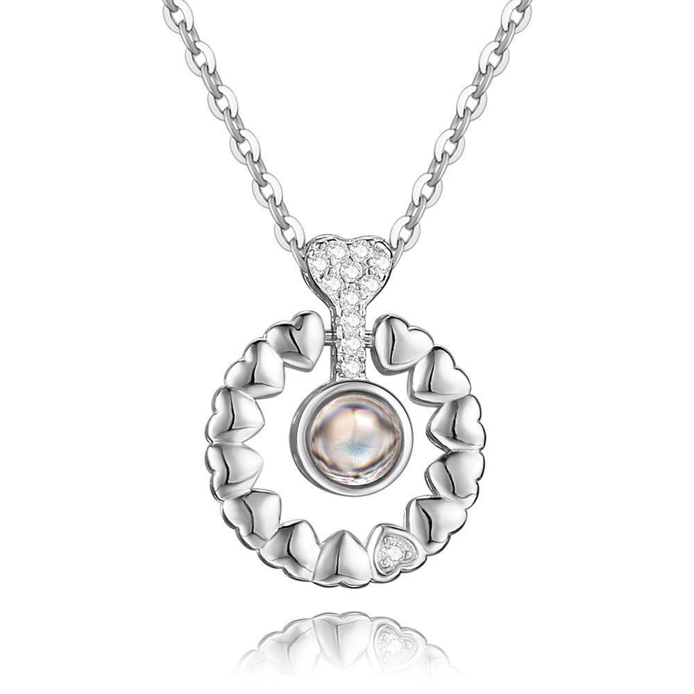 Personalized Projection Round Photo Necklace - Silver - YourPhotoNecklace