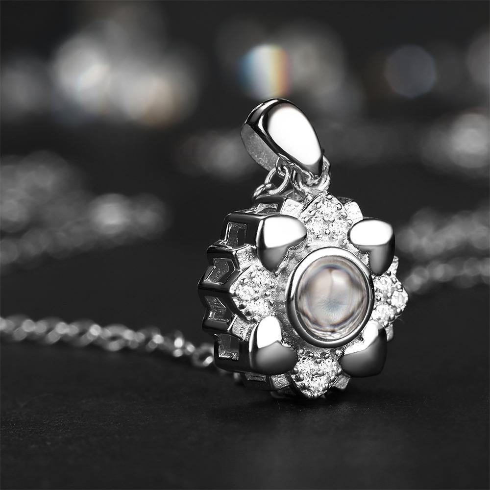 Personalized Projection Photo Four Little Heart Necklace Silver - YourPhotoNecklace