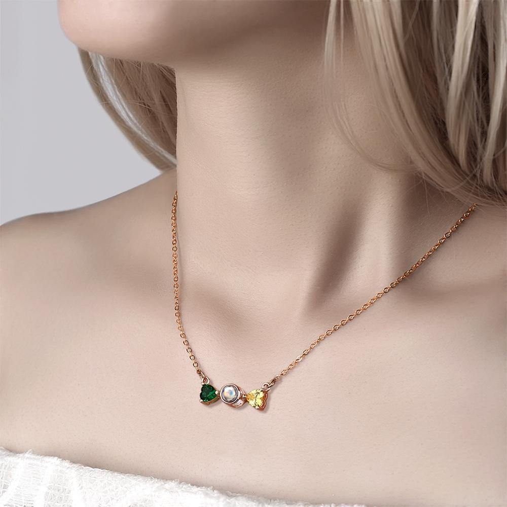 Personalized Projection Photo Bow Necklace Rose Gold - myphotowalletuk