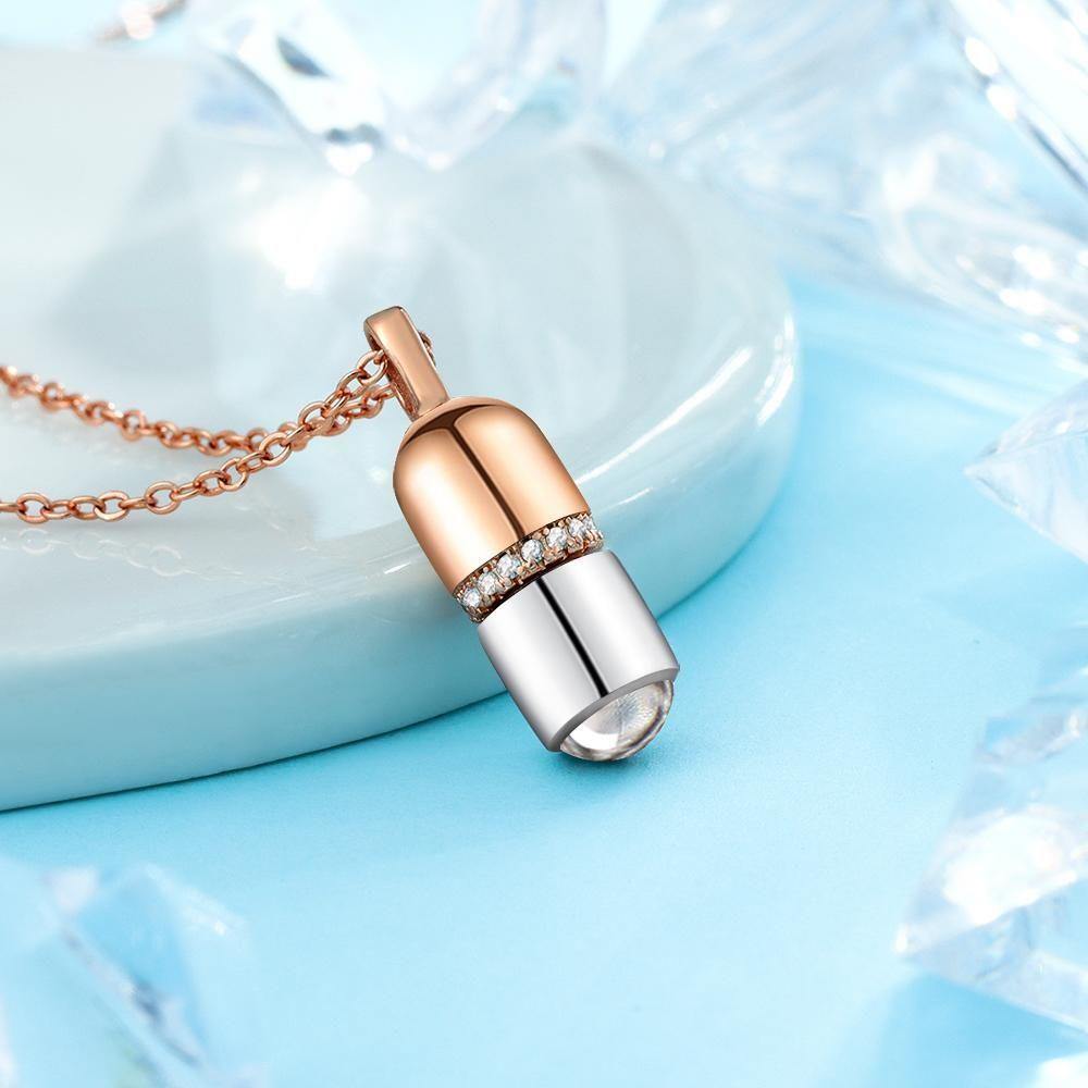 I Love You Necklace in 100 Languages Projection Engraved Necklace Rose Gold - myphotowalletukus