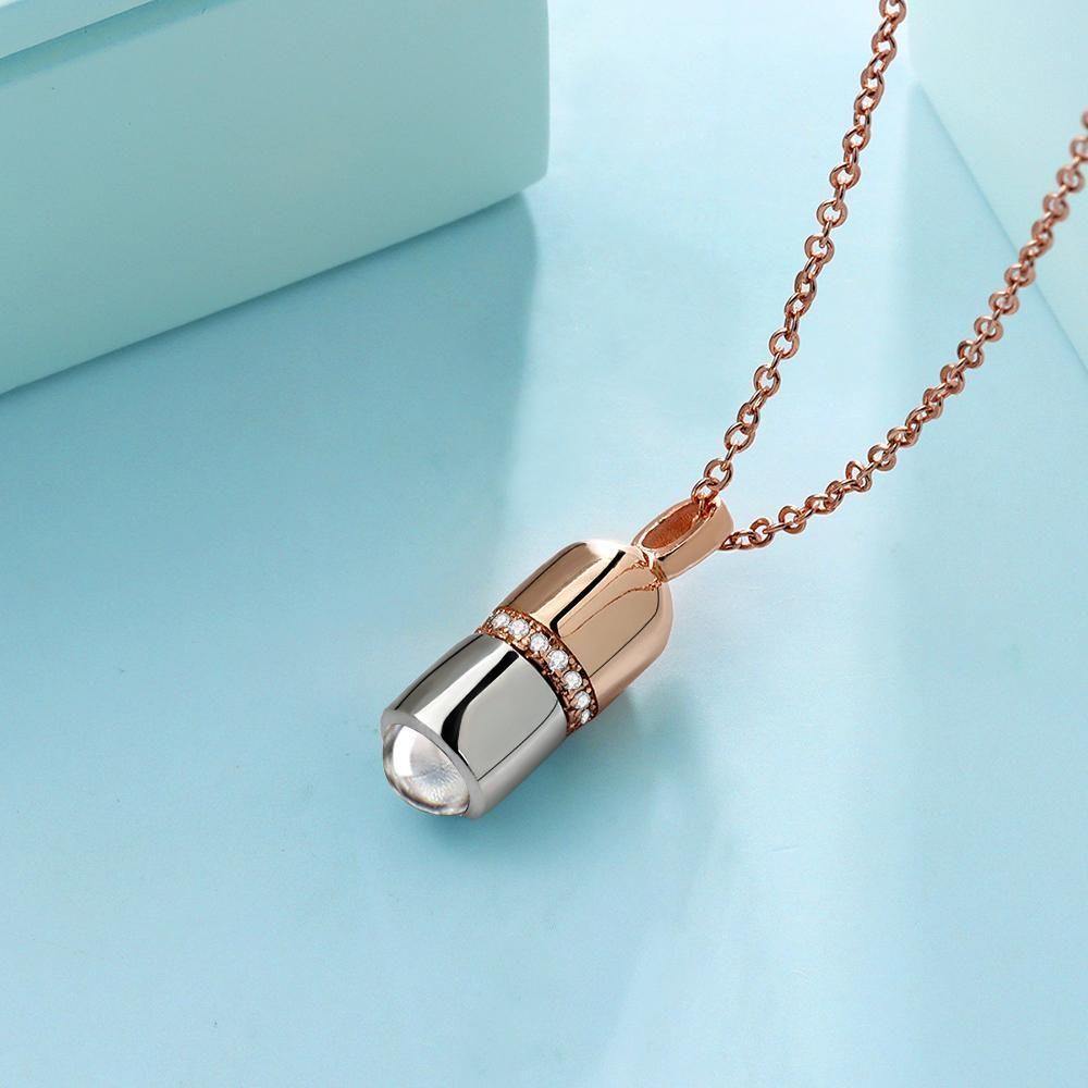 I Love You Necklace in 100 Languages Projection Engraved Necklace Rose Gold - myphotowalletukus