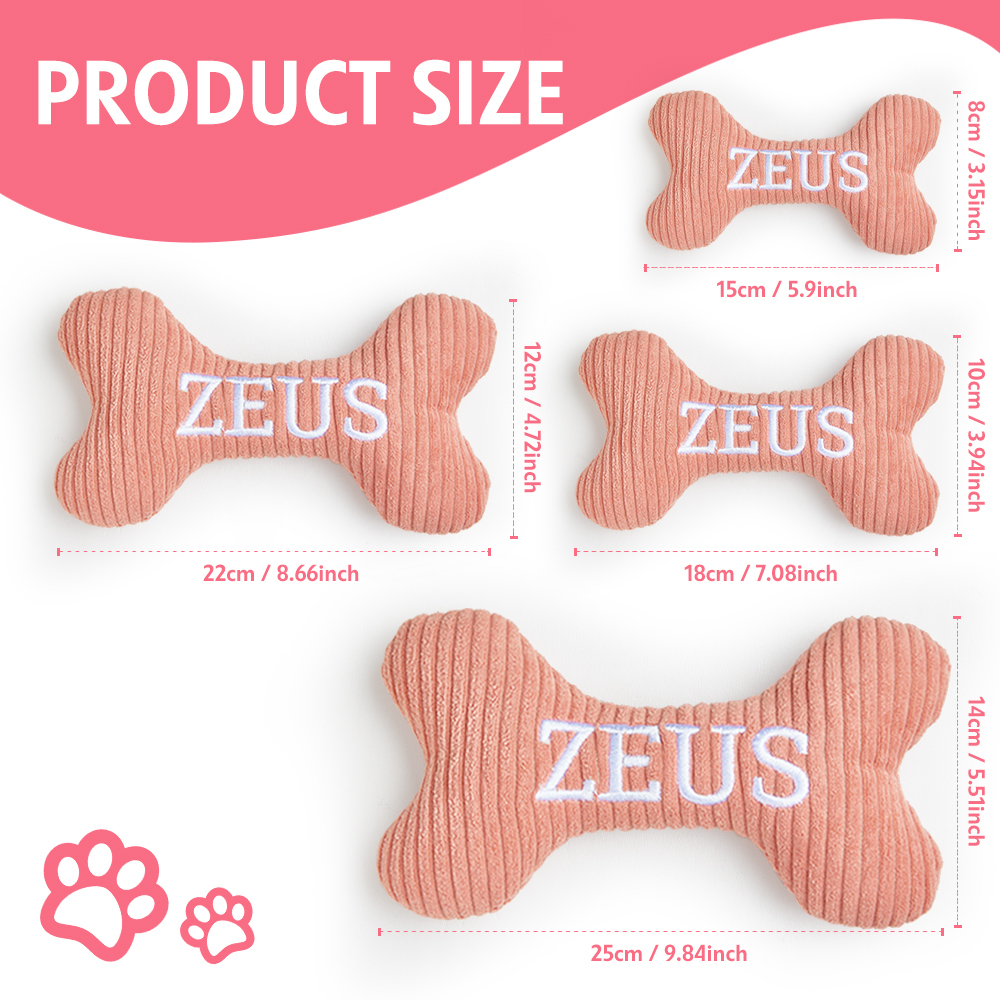 Personalized Dog Bone Toy: Embroidered Wool Blend Puppy Gift - 