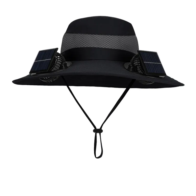 Wide Brim Solar Fan Outdoor Fishing Hat-Solar & USB Charging, Sunscreen Sun Hat with Fan, Solar Fan Hat Upf50+