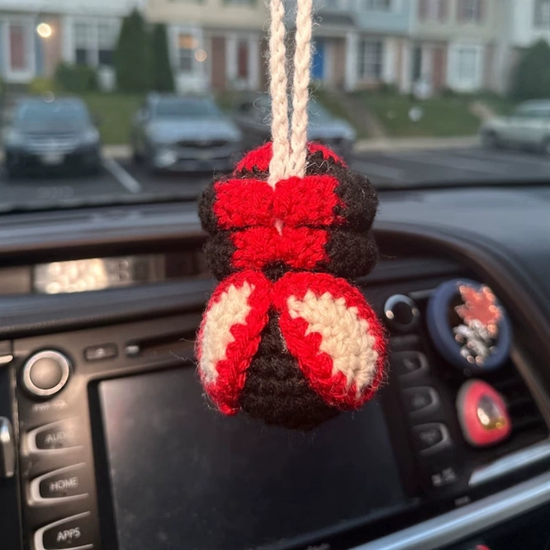 Crochet Spiderman Car Hanger Ornament Accessories, Handmade Amigurumi Plush Car Decor, Cute Super Hero Bag Charm Keychain, Gift for Him Her - 