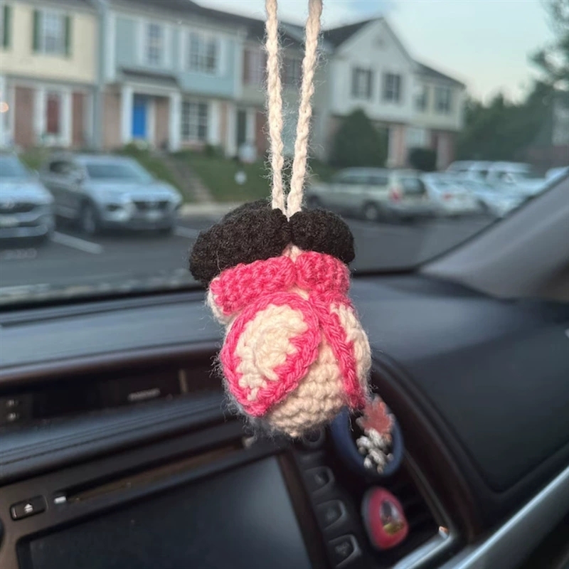 Crochet Spiderman Car Hanger Ornament Accessories, Handmade Amigurumi Plush Car Decor, Cute Super Hero Bag Charm Keychain, Gift for Him Her - 