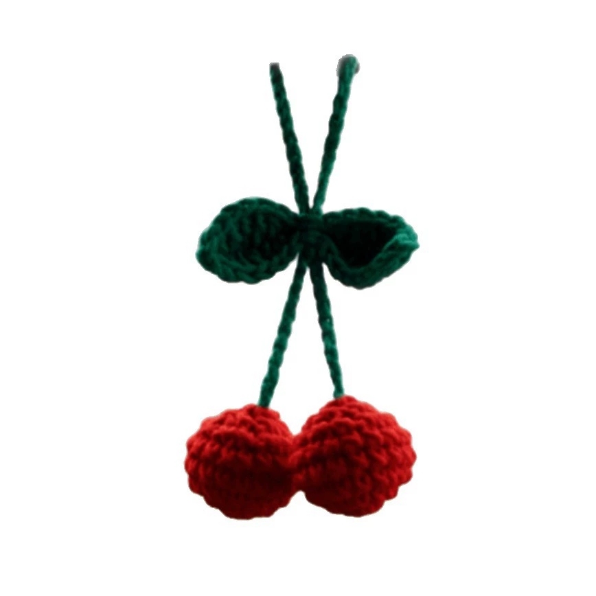 Crochet Cherry Car Mirror Hanging: Handmade Knitted Car Accessory - 