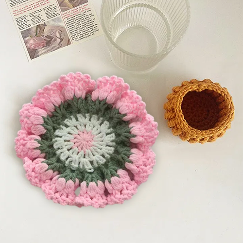 Handmade Crochet Lily of the Valley Coaster Set with Transformable Floral Design Eco-Friendly Home Decor Unique Gift for Mom