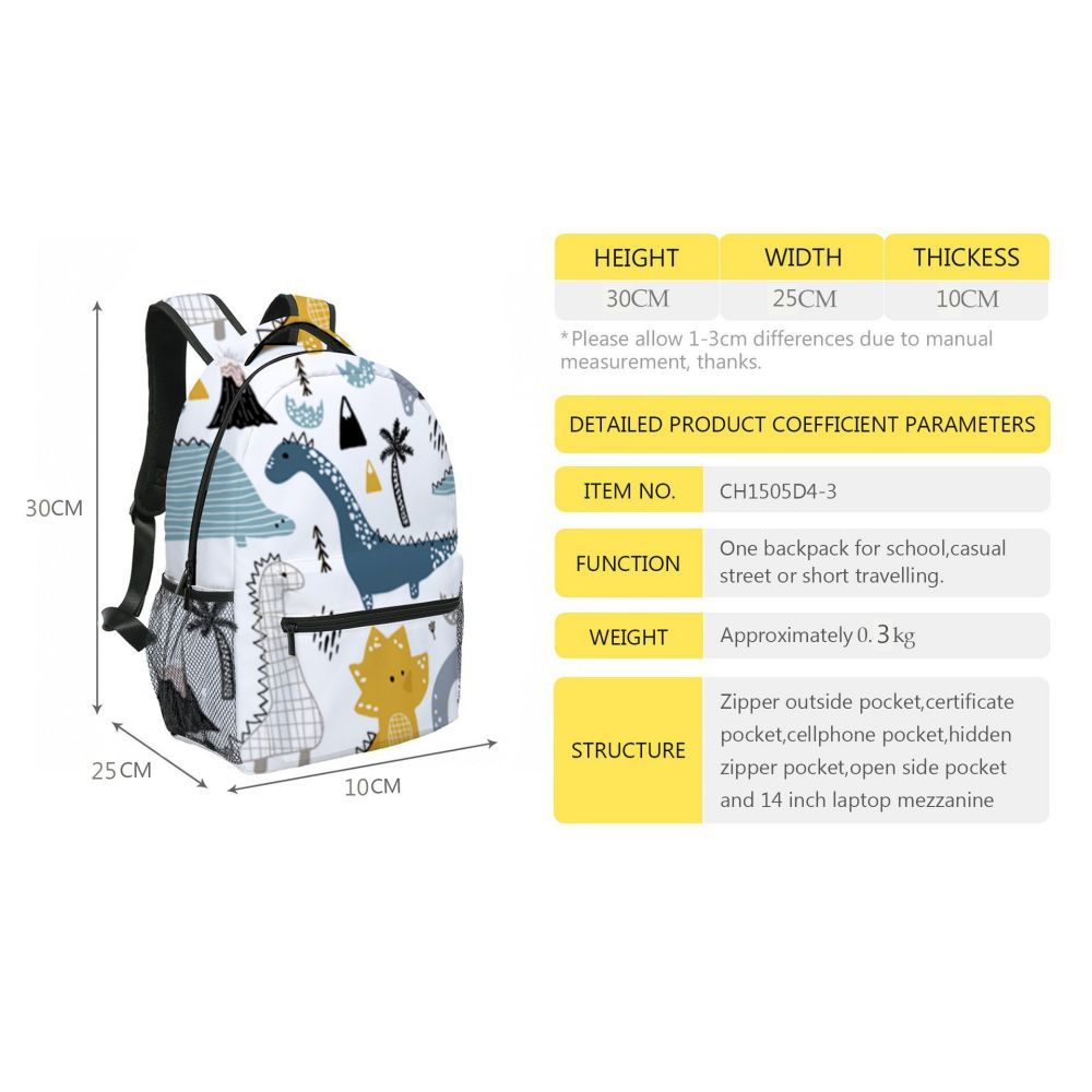 School Backpack Dinosaur Kids Bookbag Preschool Kindergarten School Bag for Boys Girls -