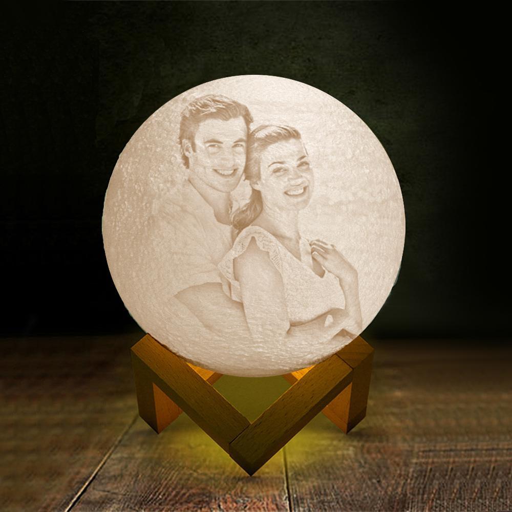 Custom Engraved 3D Printing Photo Moon Lamp | Touch to Convert 2 Colors