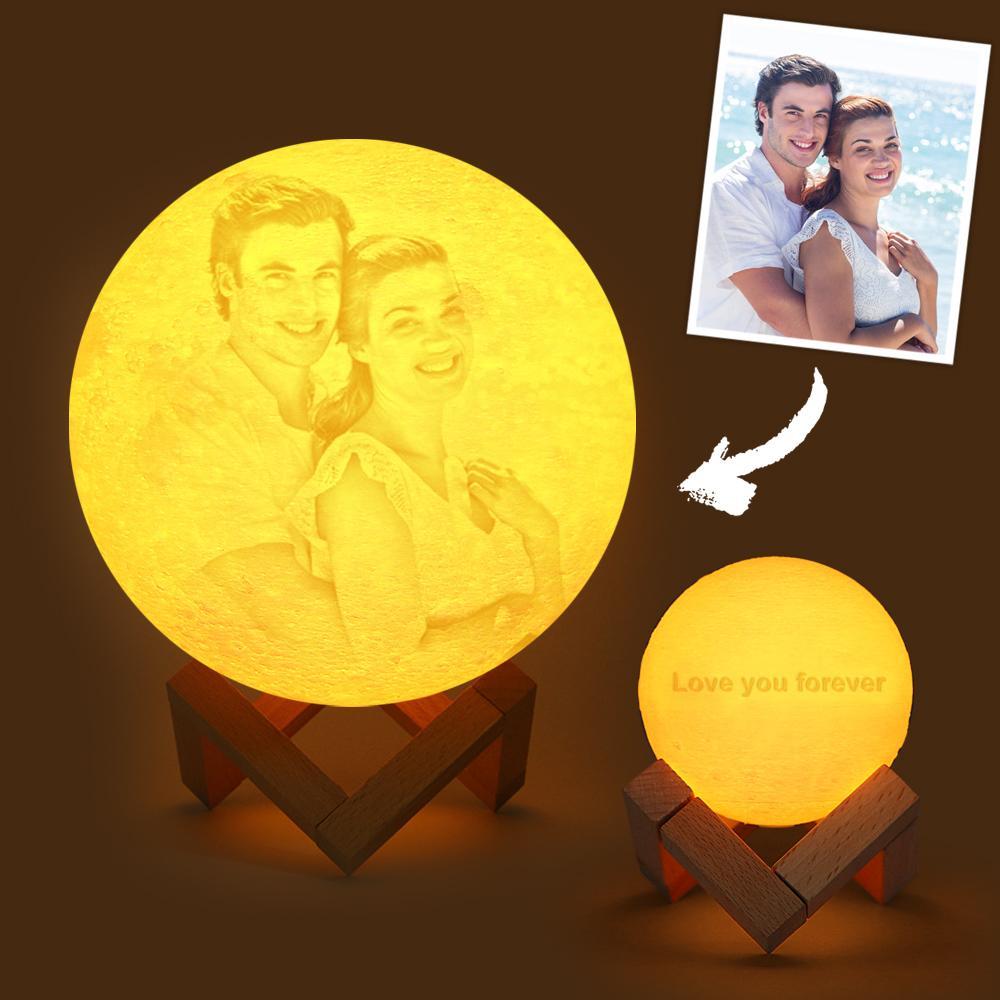 Custom Engraved 3D Printing Photo Moon Lamp | Touch to Convert 2 Colors