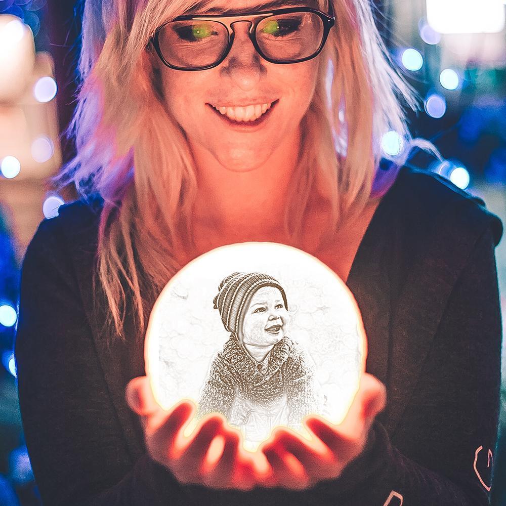Personalized Engraved 3D Photo Moon Lamp Kid's Gift