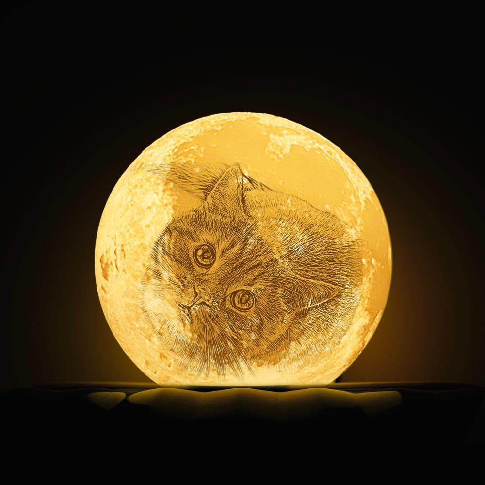 Personalized Engraved 3D Photo Moon Lamp for Pet Lovers