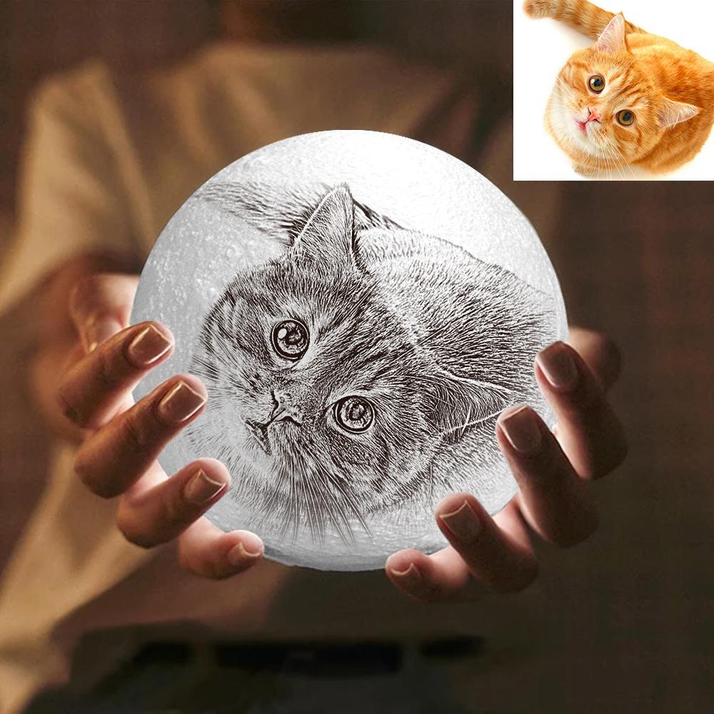 Personalized Engraved 3D Photo Moon Lamp for Pet Lovers