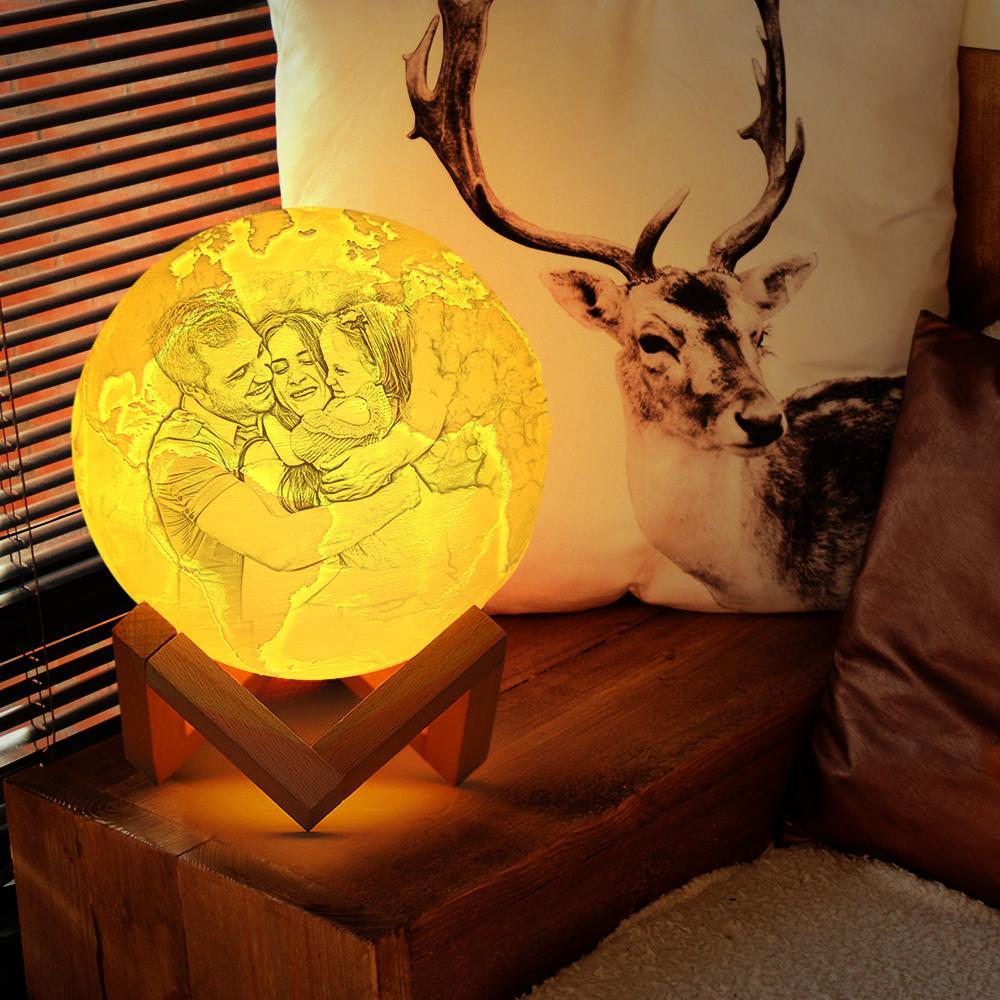 Custom Engraved 3D Printing Photo Earth Lamp 2 Light Colors
