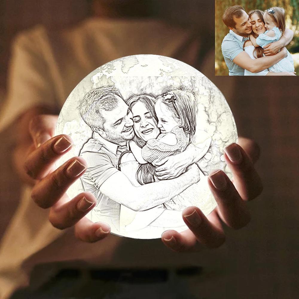 Custom Engraved 3D Printing Photo Earth Lamp 2 Light Colors