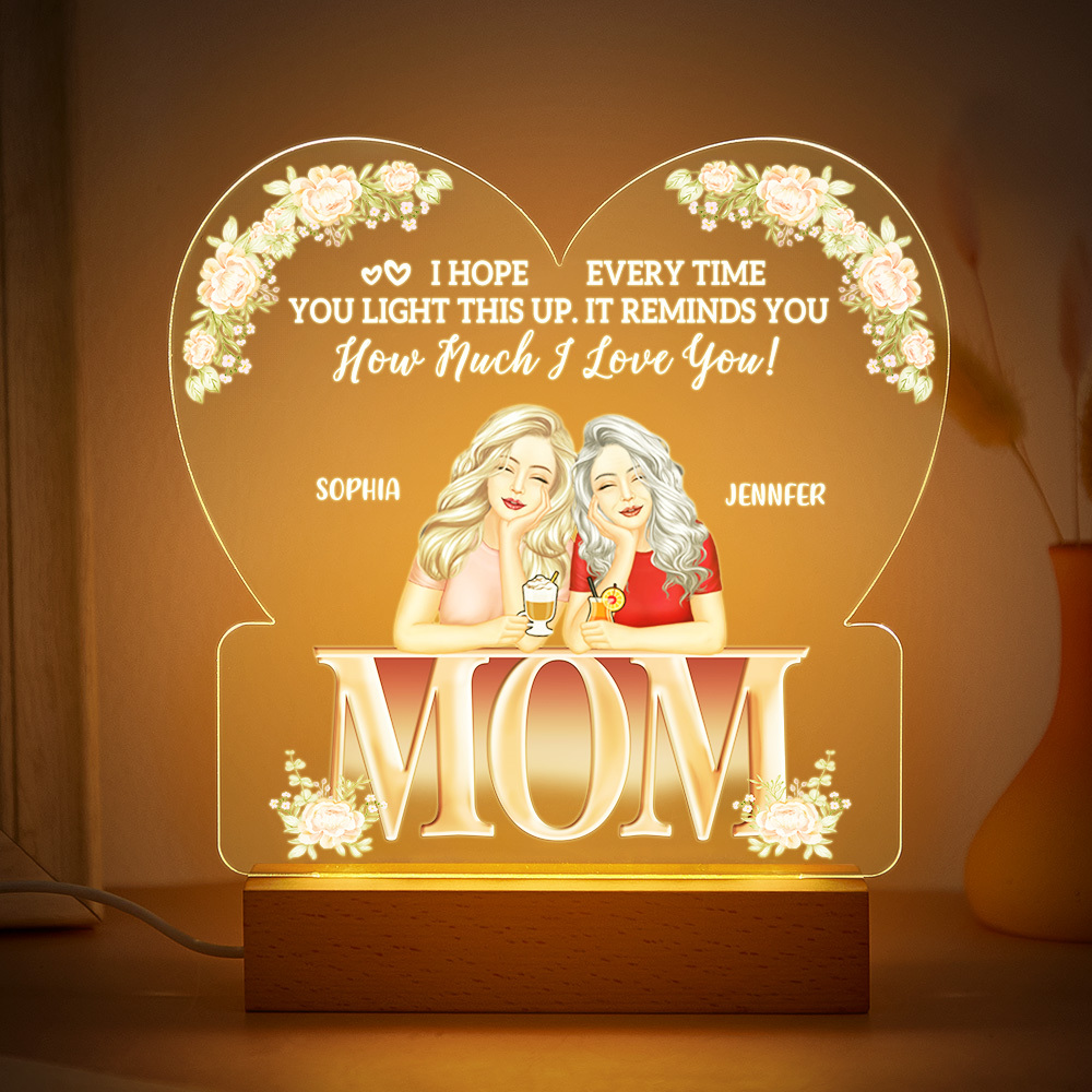 Custom Mother and Kids Acrylic Lamp Gifts for Mum
