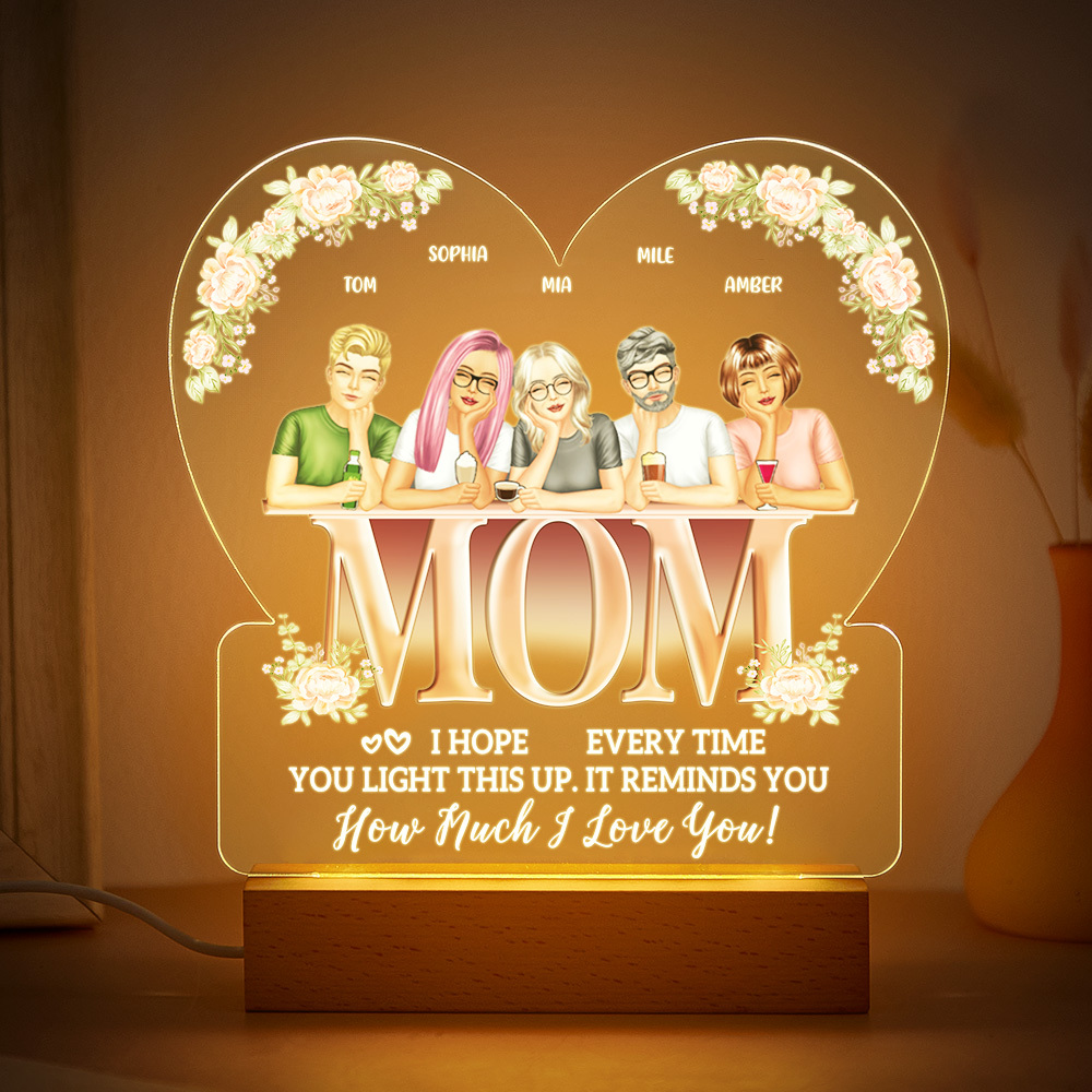 Custom Mother and Kids Acrylic Lamp Gifts for Mum