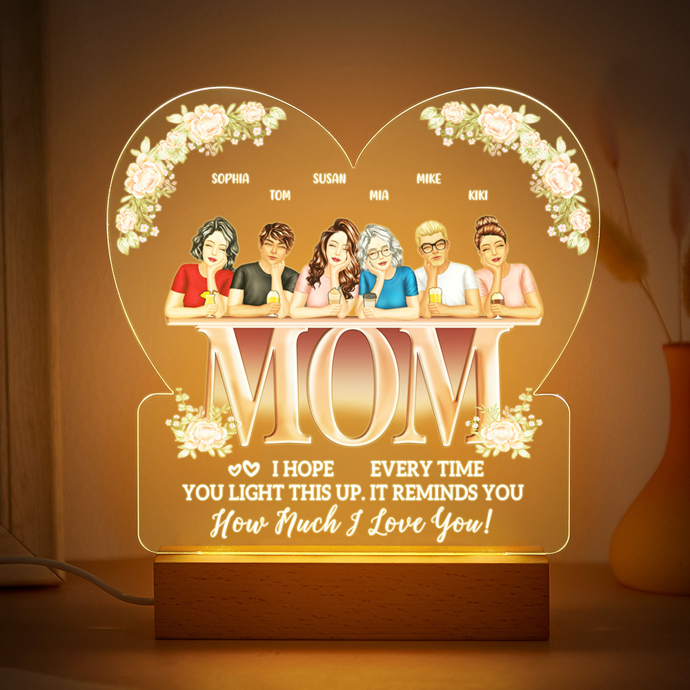 Custom Mother and Kids Acrylic Lamp Gifts for Mum