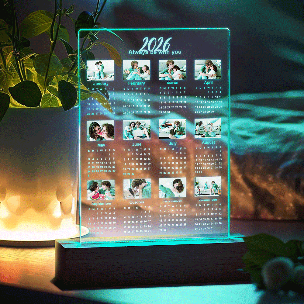 Personalized 2024 Calendar LED Light with Photo Valentine Gifts for Couple