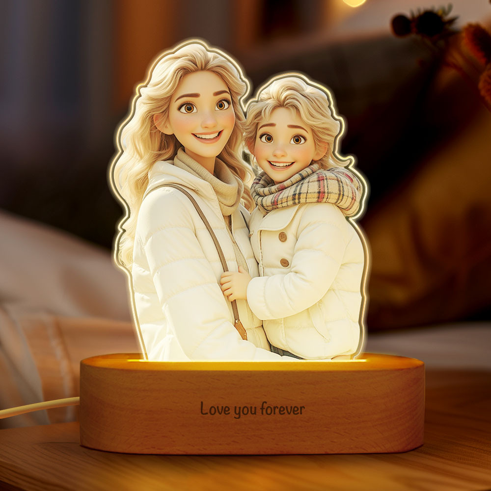 Mother's Day Gifts Personalized Cartoon Style Photo Acrylic Light Lamp