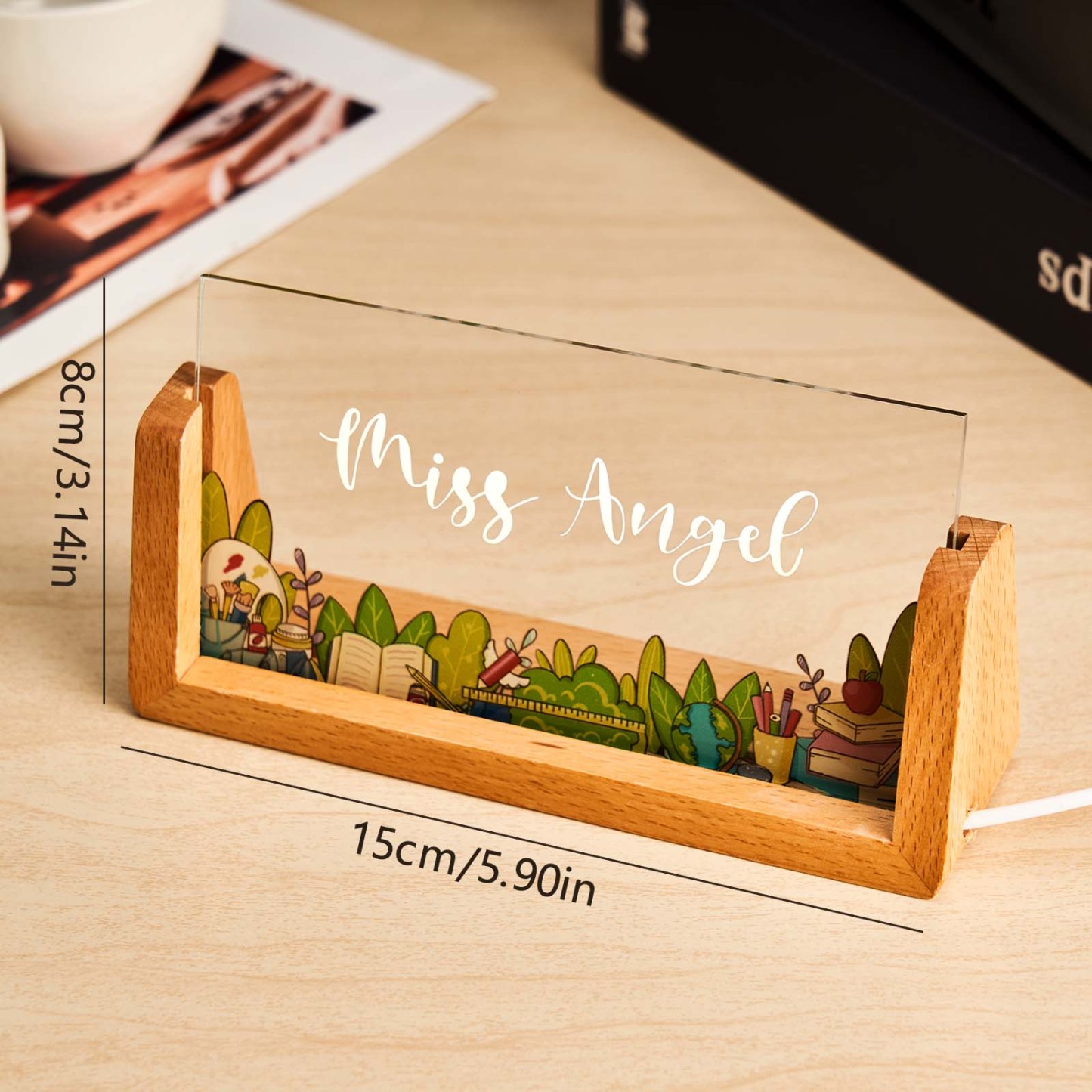 Personalized Name Desk Plate for Teacher | Custom Name Sign for Desk | Lighted Acrylic Nameplate | Teacher Appreciation Gift | Office Decor
