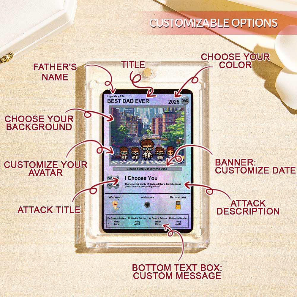 Personalized Poke Father's Day Card - Custom Gift for Dad - Personalized Father's Day Gifts - Father's Day Present - Dad Gifts