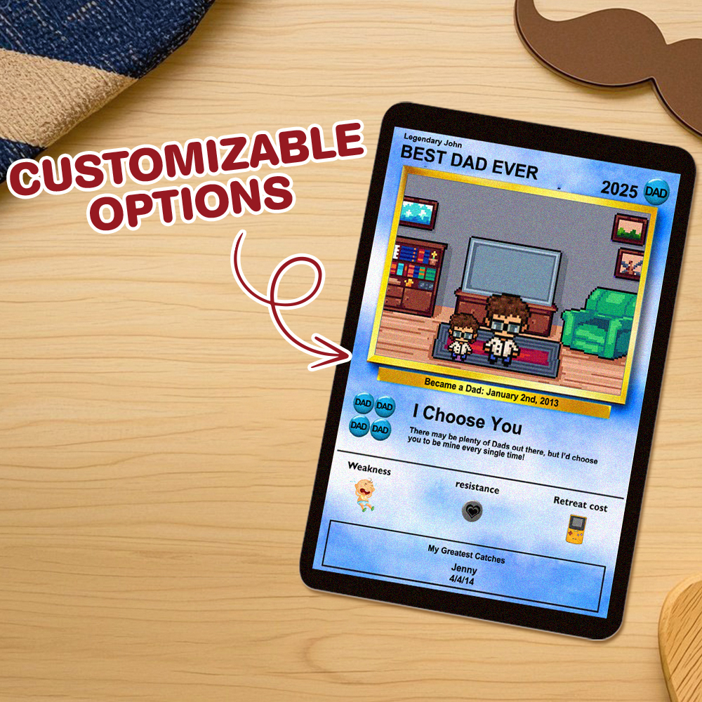 Personalized Poke Father's Day Card - Custom Gift for Dad - Personalized Father's Day Gifts - Father's Day Present - Dad Gifts