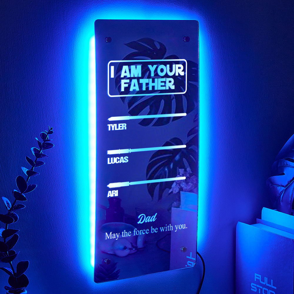Father's Day I Am Their Father Lightsaber Mirror Lamp Gift for Dad -