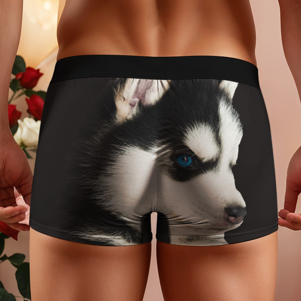 Custom Dog Face Funny Beach Trunks Men's Boxer Briefs - 