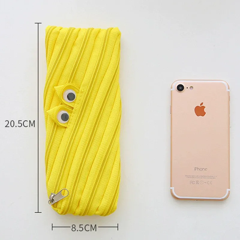 Cute Monster Zipper Pencil Case Funny Creative Student Pen Pouch - 