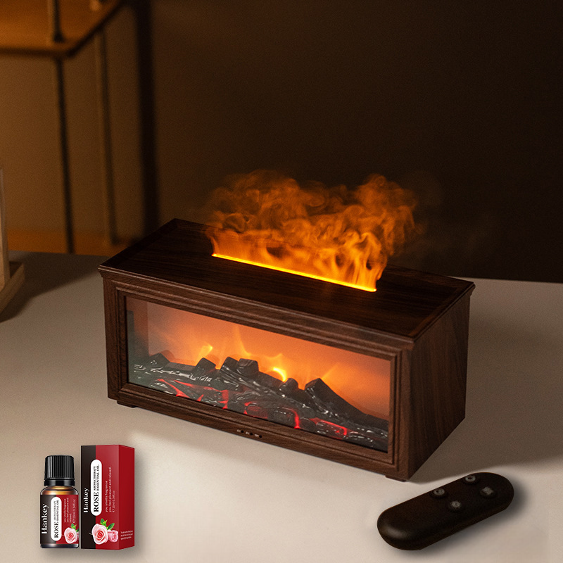 3D Fireplace aroma diffuser Flame Projector Lamp - Smart Aromatherapy Diffuser & Humidifier with Remote Control - 