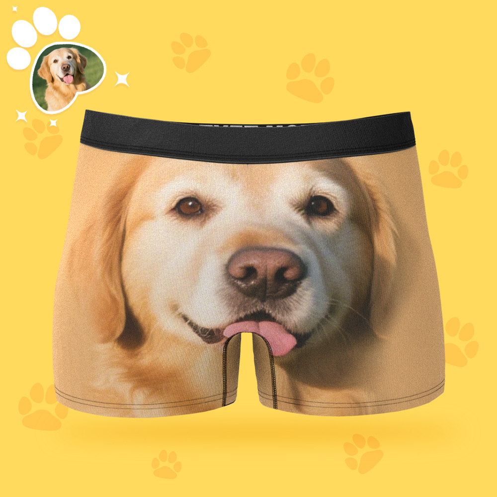 Custom Dog Face Funny Beach Trunks Men's Boxer Briefs - 