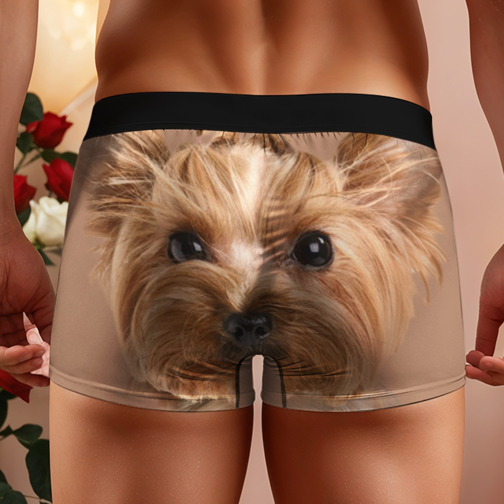 Custom Dog Face Funny Beach Trunks Men's Boxer Briefs - 