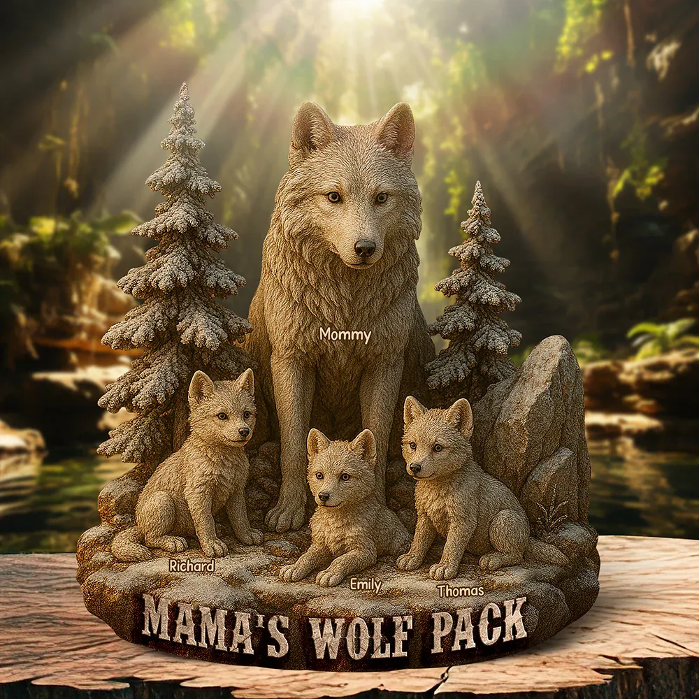 Wolf Mom Plaque - Personalized Gifts For Mother - 