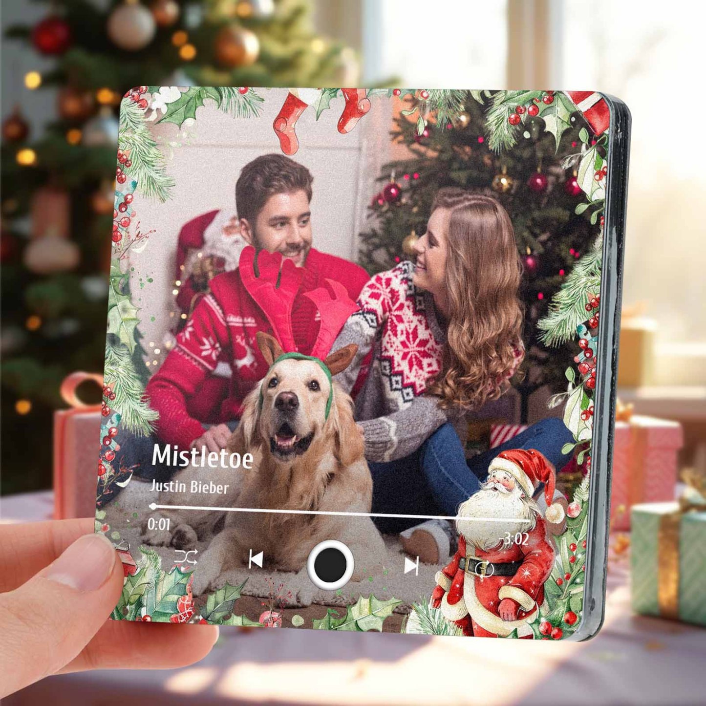 Personalized Christmas Family Photo Music Fridge Magnet Custom Music Magnets Can Play Songs Christmas Gifts for Family - 