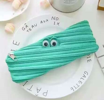 Cute Monster Zipper Pencil Case Funny Creative Student Pen Pouch - 