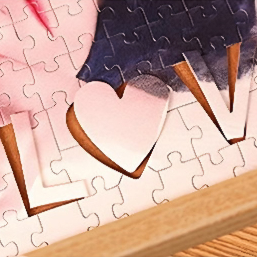 Personalized Photo Jigsaw Puzzle with LOVE-Shaped Piece | Romantic Custom Puzzle Gift - 