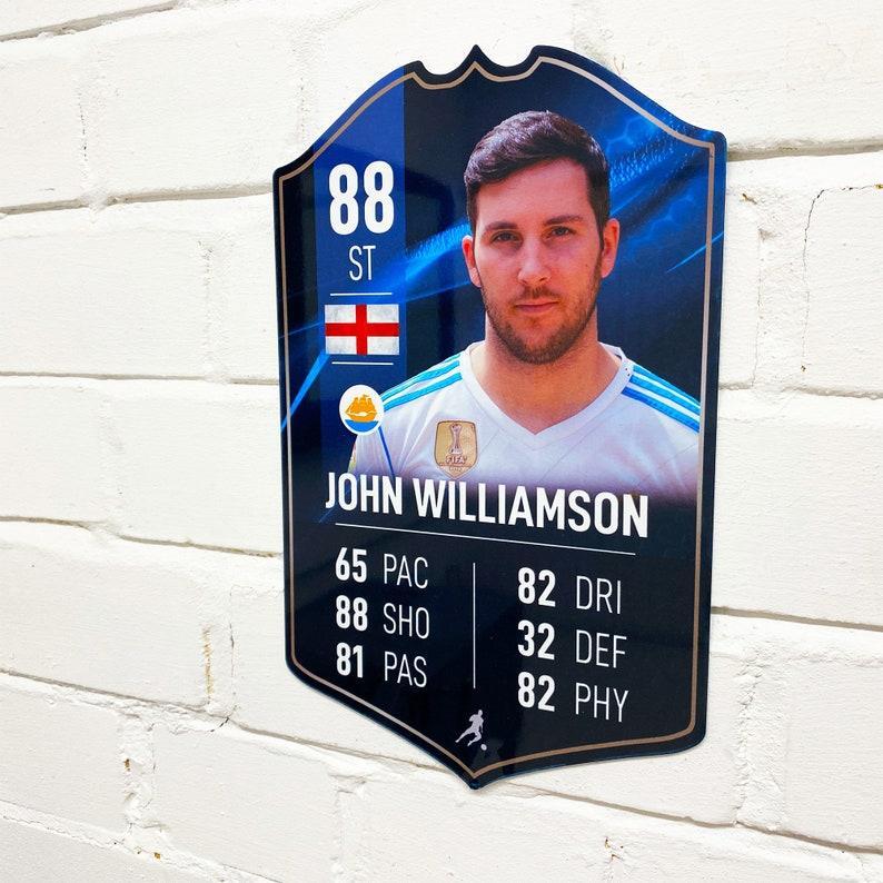 Personalised Football Cup Player Stats Card Sign With Choice of Backgr