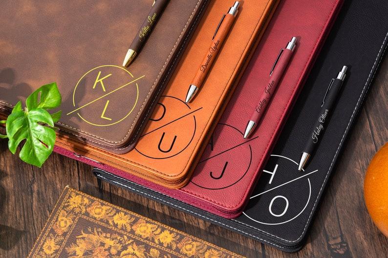 Custom Leather Gift Set, Personalized Portfolio With Pen, Appreciation Gift, Custom Company Gifts, Gift Set For Him, Custom Graduation Gifts