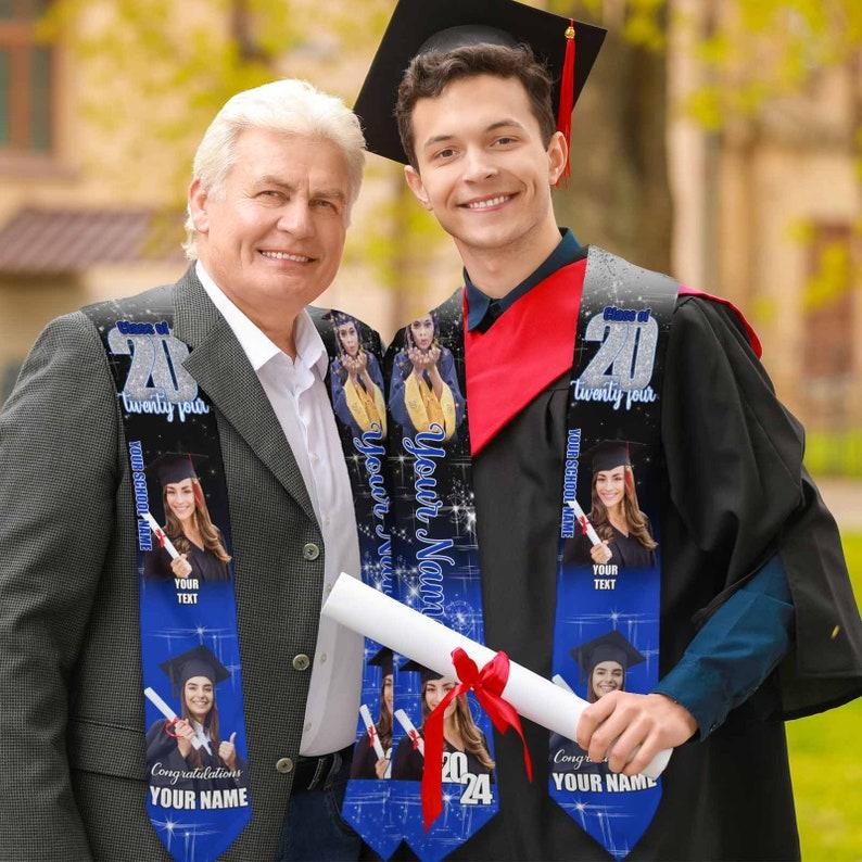 Custom Graduation Stole with photos, Your School Colors Personalised Stole,Personalised Text Grad Stole Sash,Gift for Graduate,Class of 2025